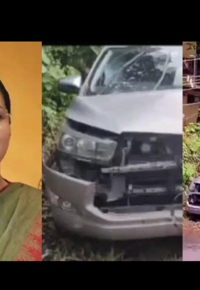 മുൻ മന്ത്രി വീണ ജോര്‍ജും കുടുംബവും സഞ്ചരിച്ച കാര്‍ അപകടത്തില്‍പ്പെട്ടു, നിയന്ത്രണം വിട്ട് ഇലക്‌ട്രിക് പോസ്റ്റില്‍ ഇടിച്ച്‌ കയറി