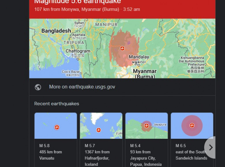 മ്യാന്മറില്‍ ഭൂചലനം; ഇന്ത്യയുടെ വടക്കുകിഴക്കന്‍ സംസ്ഥാനങ്ങളില്‍ പ്രകമ്പനം
