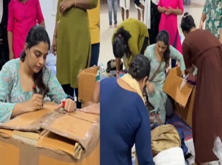 വയനാട്ടിലേക്ക് ആവശ്യവസ്‌തുക്കൾ ശേഖരിച്ച് ഡിവൈഎഫ്ഐ ; പങ്കാളിയായി നിഖില വിമലും